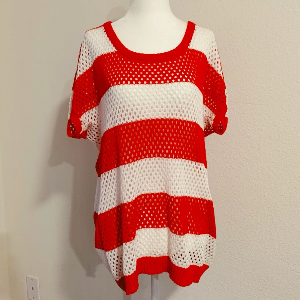 Torrid Open Knit Striped Top
